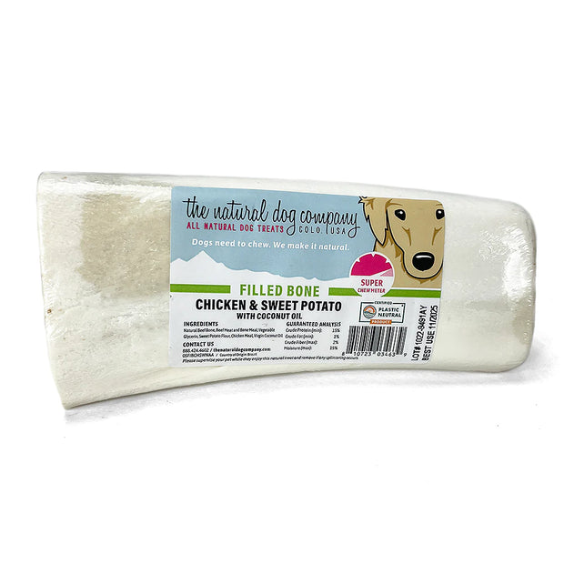 Tuesday's 5" Chicken & Sweet Potato Filled Bone Dog Chew- Shrink wrapped