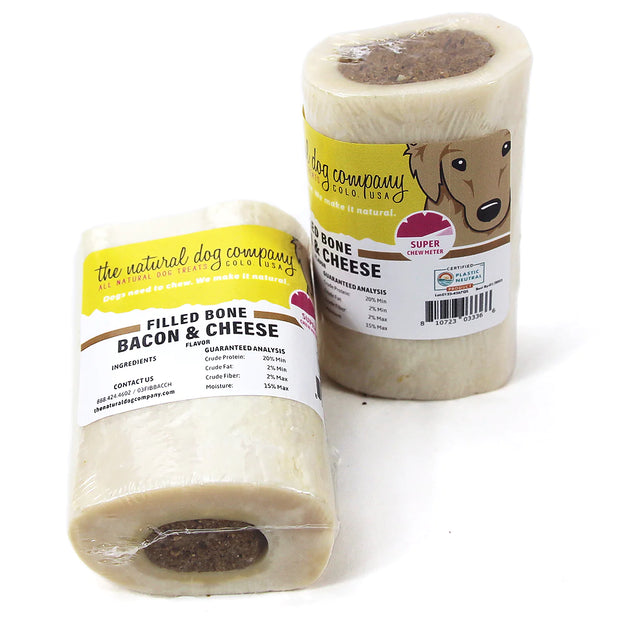 Tuesday's 3-4" Bacon & Cheese Filled Bone Dog Chew- Shrink wrapped