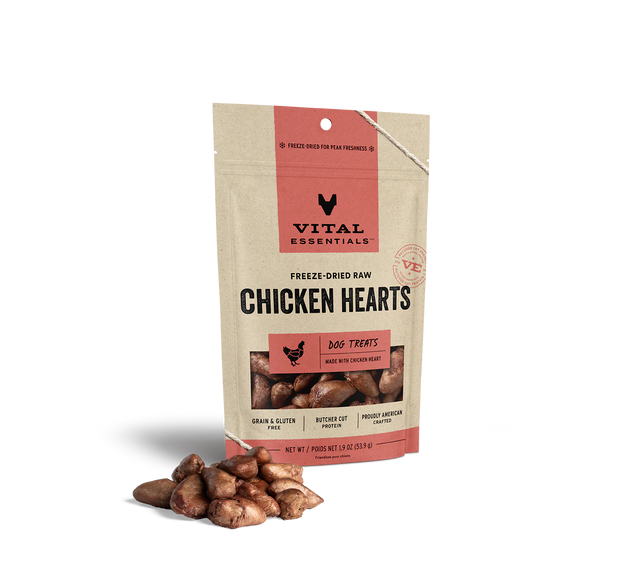 VITAL ESSENTIAL Raw Bar Chicken Hearts Dog and Cat Treat