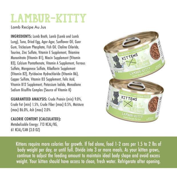 Weruva Cats in the Kitchen Lambur-Kitty Lamb Recipe Au Jus Kitten Food