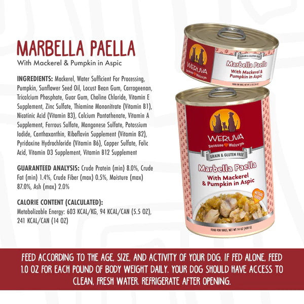 Weruva Classic Marbella Paella with Mackeral & Pumpkin in Aspic Dog Food - 5.5oz