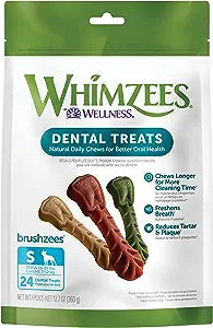 Whimzees Brushzees Dental Chews - Bagged Dental Treats