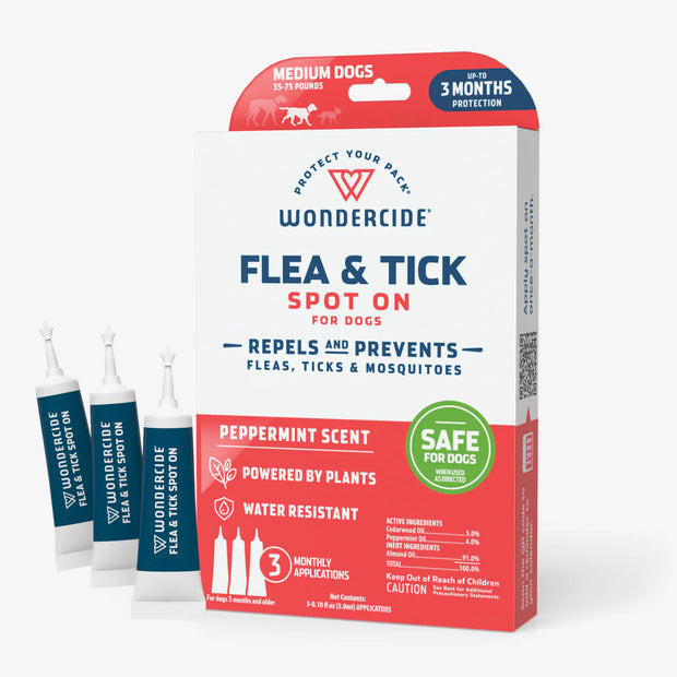 WONDERCIDE Flea & Tick Spot on Treatment for Dogs- Peppermint Scent, 3 Months Supply