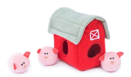 ZIPPY PAWS Burrow with Bubble Babiez Piggy Barn Dog Toy