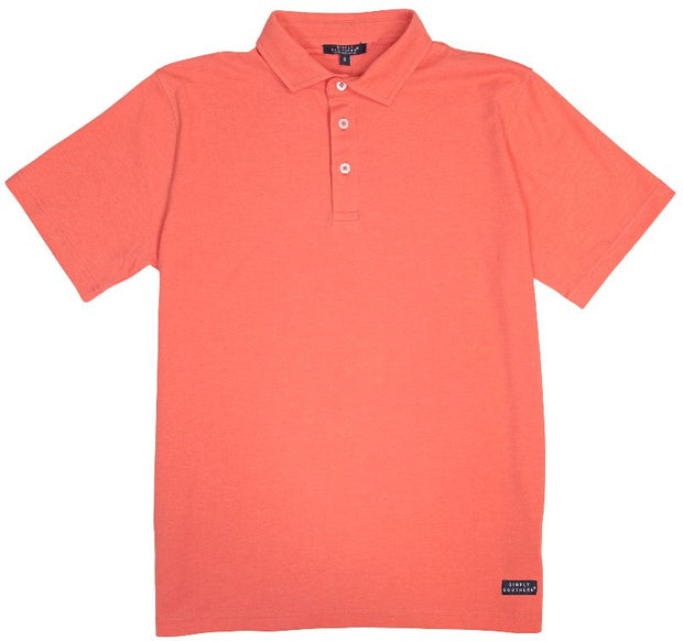 Simply Southern Mens Polo Shirt- Coral
