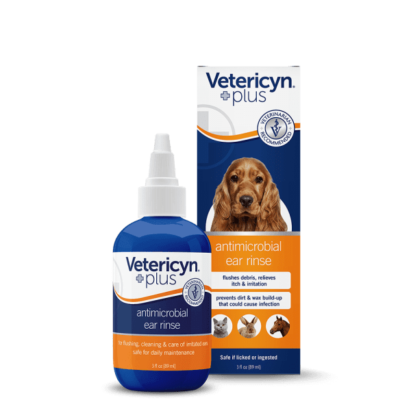 VETERICYN Plus Antimicrobial Ear Rinse- 3 Oz - For Dogs, Cats, and Other Animals