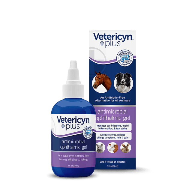 VETERICYN Plus Antimicrobial Ophthalmic Gel- 3 Oz - For Dogs, Cats, and Other Animals