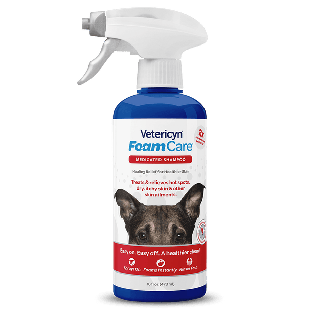 VETERICYN Foamcare Medicated Pet Shampoo - 16 oz- For Dogs, Cats, and Other Animals