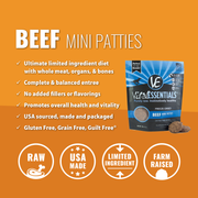 VITAL ESSENTIALS Mini Beef Patties Grain Free Freeze Dried Dog Food