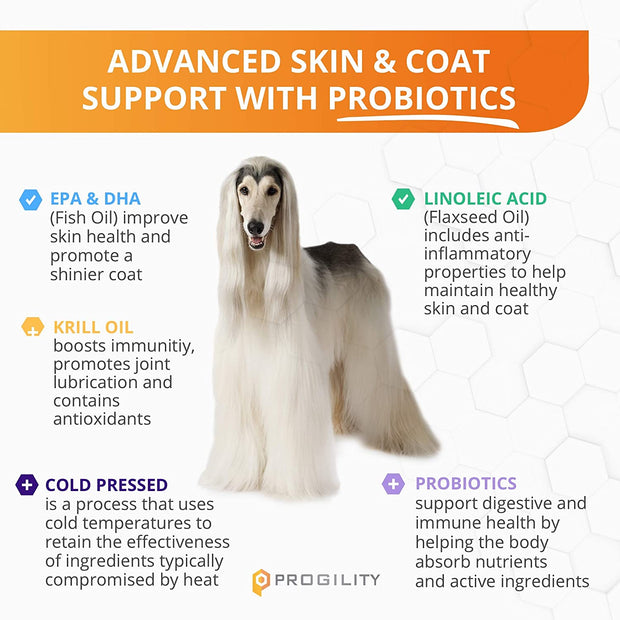 Progility Skin & Coat with Krill Oil Soft Chew Dog Supplement - Veterinarian Formulated