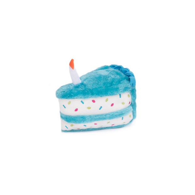 ZIPPY PAWS Birthday Cake Dog Toy- Blue  7 x 7 x 6 in