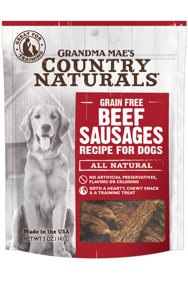 COUNTRY NATURALS Premium Grain Free Beef Sausages Dog Treats - 5 oz