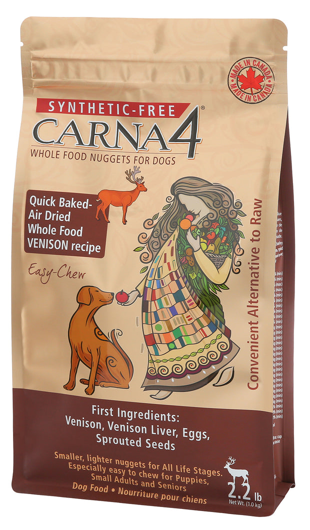Carna4 Synthetic Free Hand Crafted Venison Formula Whole Food Nuggets Dog Food