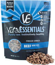 VITAL ESSENTIALS Beef Mini Nibs Grain Free Freeze Dried Raw Dog Food, 14 Oz