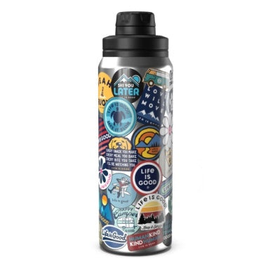 Life is Good Collage Multi Stainless Steel Water Bottle