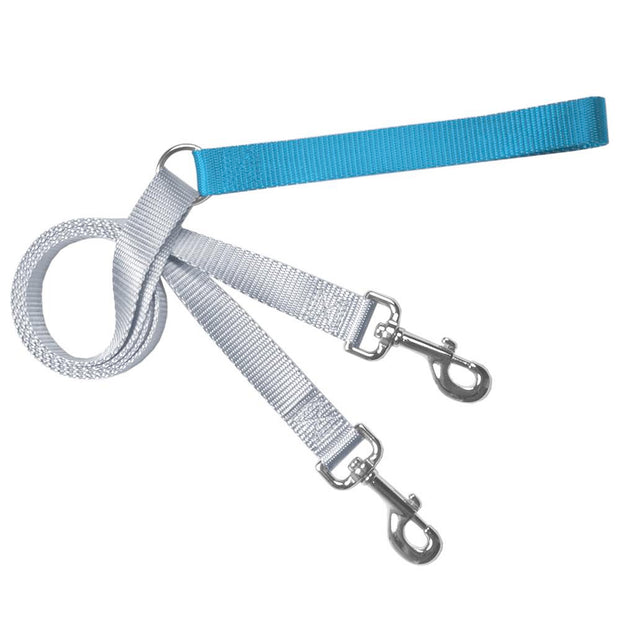 2HOUNDSDESIGN Two point Control Training Leash for 3 in 1 Harness - Turquoise/ Silver