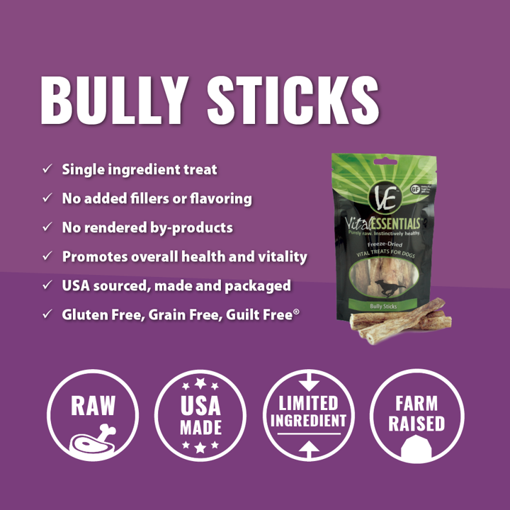 VITAL ESSENTIALS Raw Bar Bully Sticks Freeze Dried Dog Treats Mission Pet Supplies Country Store