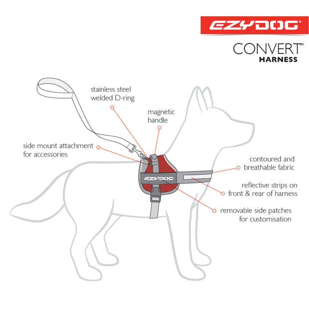 EZYDog Convert Dog Harness - Charcoal