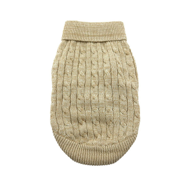 Doggie Designs Combed Cotton Cable Knit Dog Sweater - Oatmeal