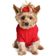 Doggie Designs Combed Cotton Cable Knit Dog Sweater - Fiery Red