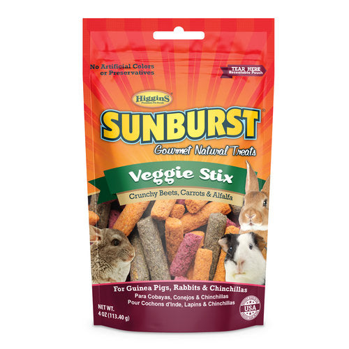 HIGGINS Sunburst Gourmet Natural Treats- Veggie Stix -For Guinea Pigs, Rabbits & Chinchillas - 4 Oz