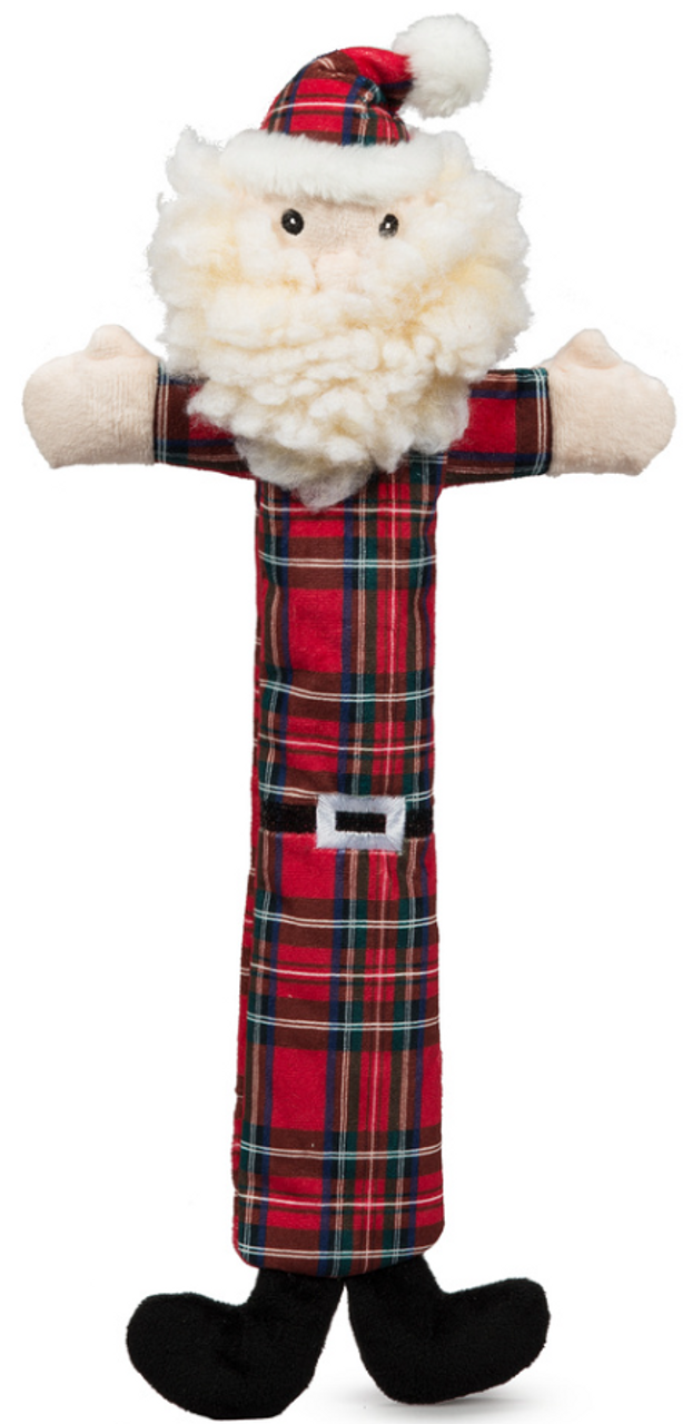 Hugglehounds Long & Lovelie Santa with Tartan Holiday Dog Toy