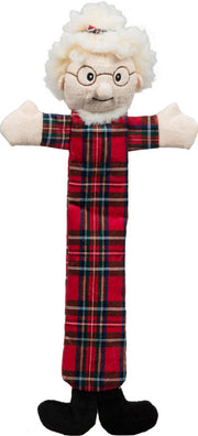 Hugglehounds Mrs.Claus Long & Lovelie with Tartan Holiday Dog Toy