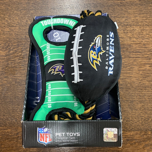 NFL Baltimore Ravens 2 Piece Dog Toy Set