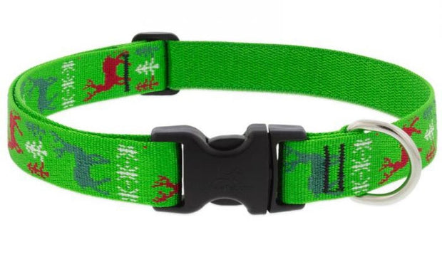 LupinePet Dog Collar and Dog Leash - Limited Edition Happy Holidays -Green - MADE IN THE USA