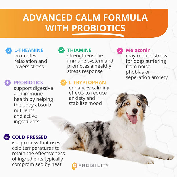 Progility Maximum Strength Calming Aid Soft Chew Dog Supplement - Veterinarian Formulated