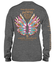 Simply Southern Charcoal Feather Long Sleeve Shirt