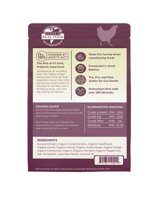 STEVES REAL FOOD Chicken Protein Bites- Freeze Dried Dog and Cat Treats