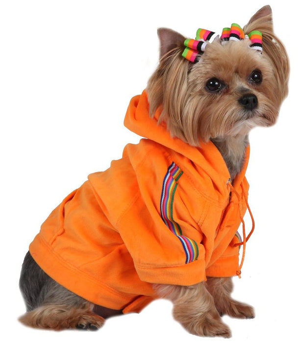 Max's Closet Orange Tangerine Velour Dog Hoodie