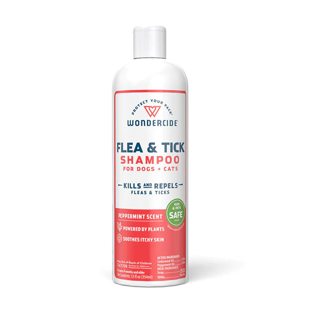 WONDERCIDE Flea & Tick Shampoo for Dogs and Cats- Peppermint Scent, 12 Oz