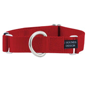 2HOUNDSDESIGN Keystone Buckle Nylon Martingale Collar -Red - MADE IN THE USA