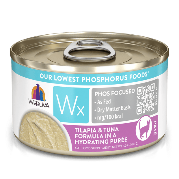 Weruva WX Low Phosphorus Tilapia & Tuna in a Hydrating Puree Cat Food- 3 Oz
